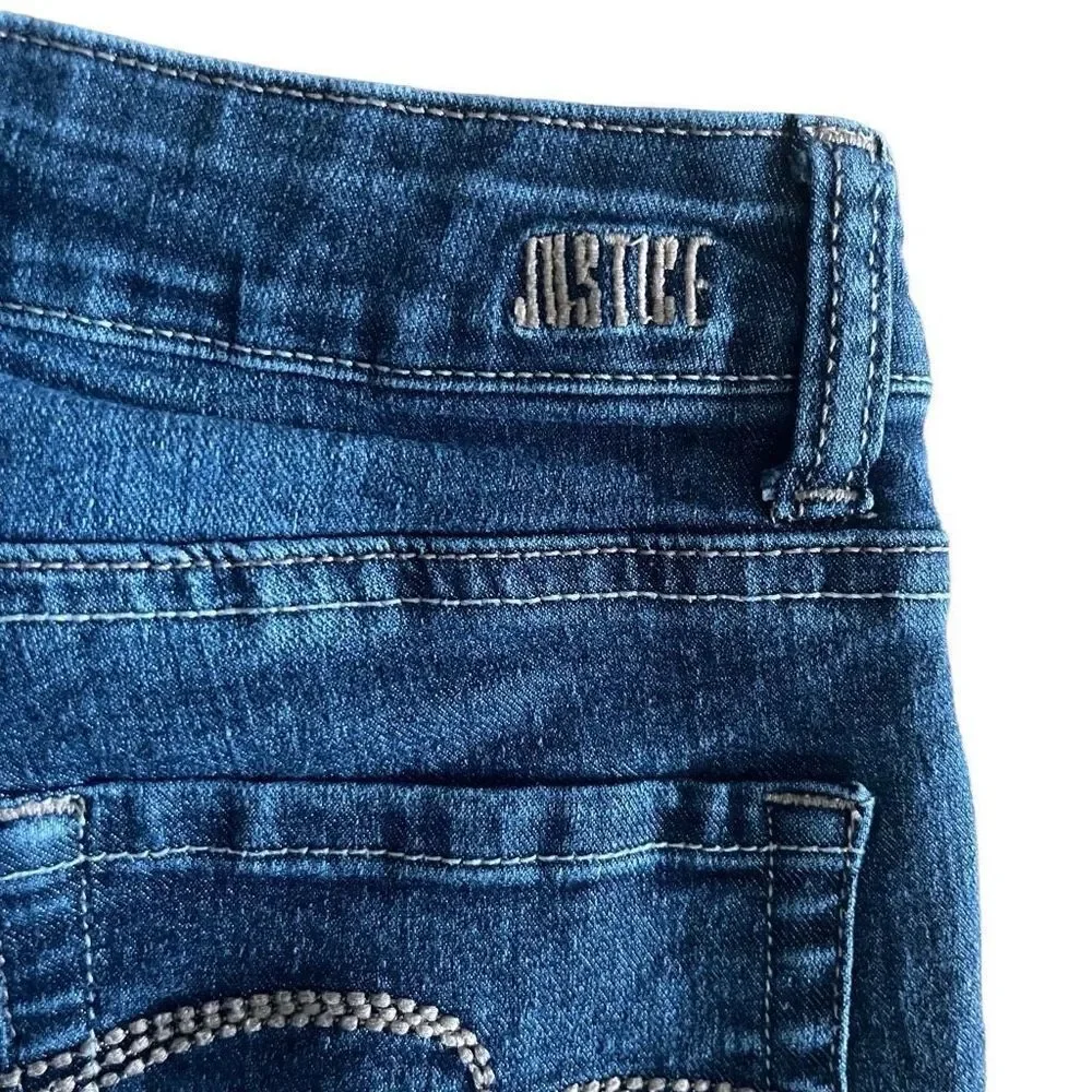 Justice Girl’s Embroidered Mid Rise Skinny Denim Jeans Size 8